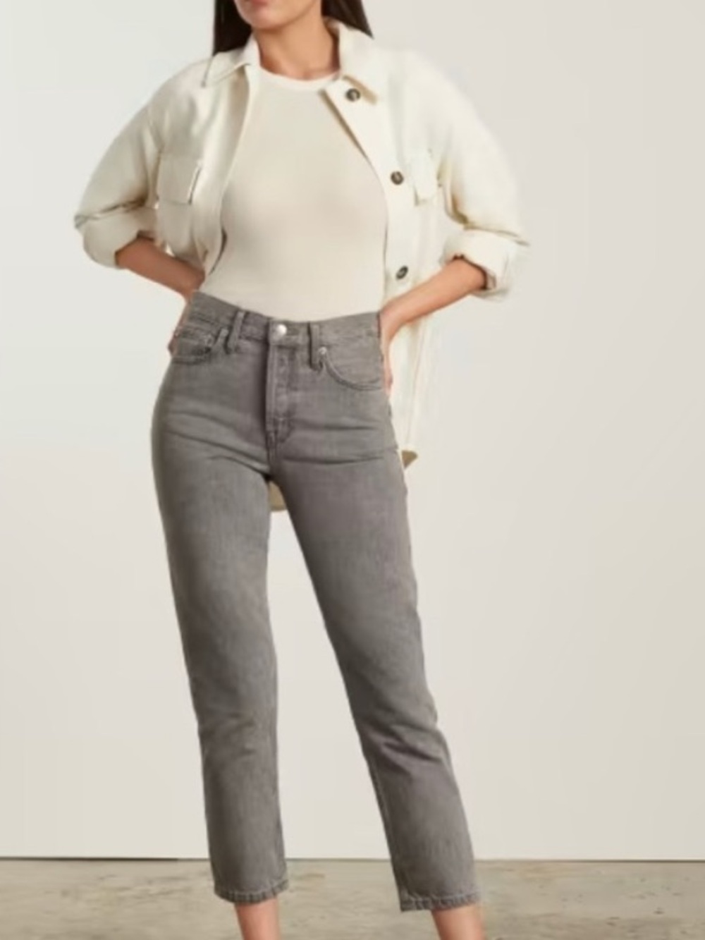 Everlane The 90s Cheeky Jeans 28 Crop Light Gray